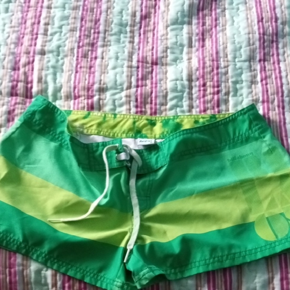 Billabong Green and Yellow Athletic Swim Shorts